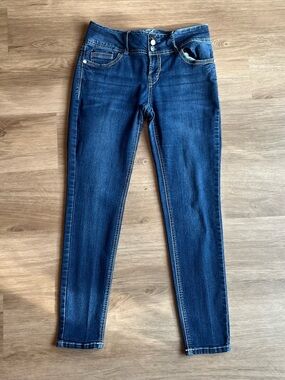 WallFlower Skinny Jeans Size 10 Medium Wash Double Button Mid-Rise Stretch